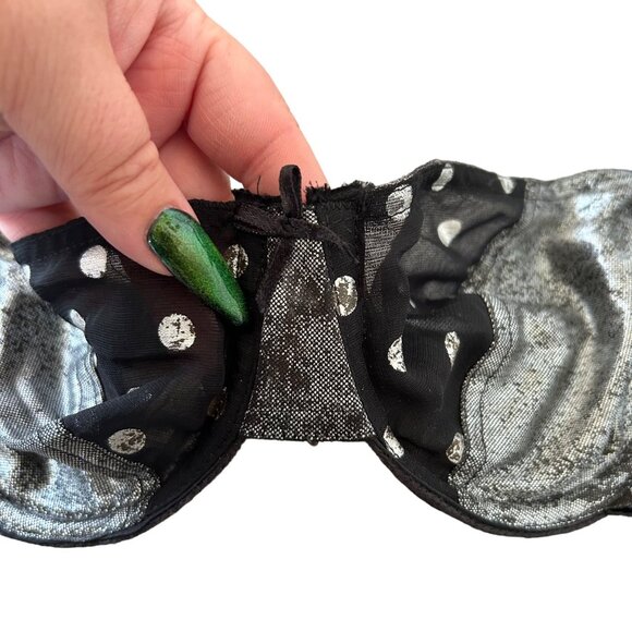 Vintage Jo Intimates Semi Sheer Metallic Polka Dot Underwire Bra 34B - Picture 4 of 5